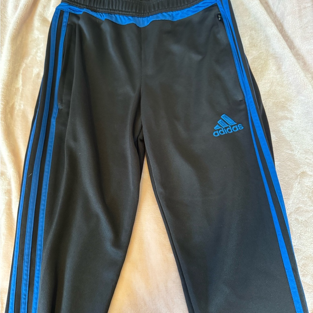 Adidas Unisex Joggers Black with Blue Stripes